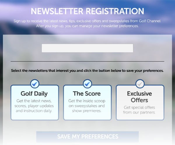 golf channel email preference center examples