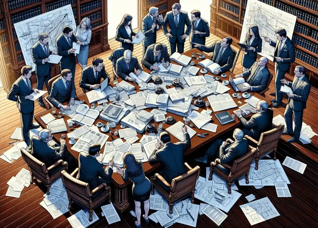 Illustration of legal and compliance teams ensuring marketing compliance